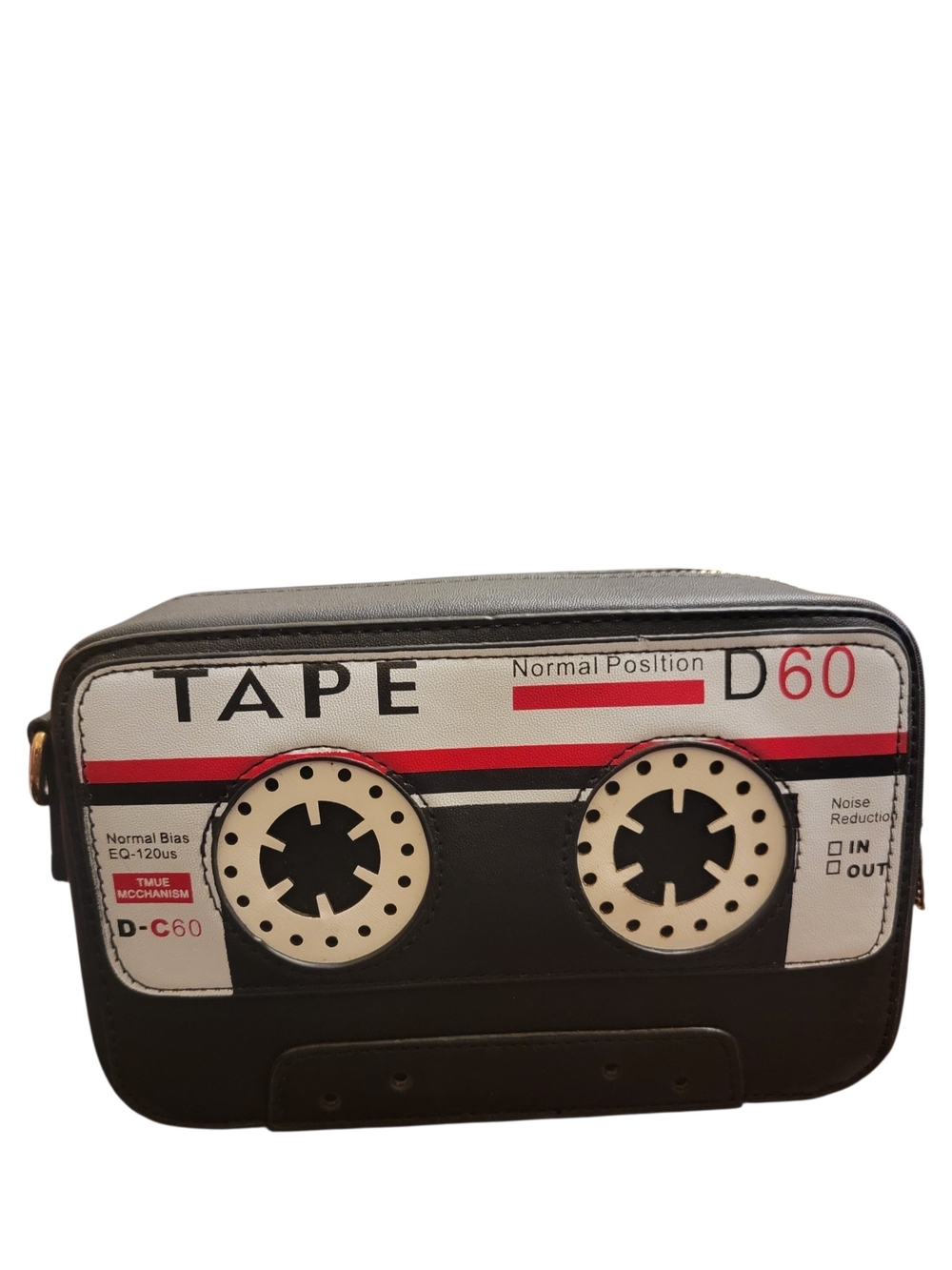 Retro Cassette Tape Crossbody Bag - Black & White